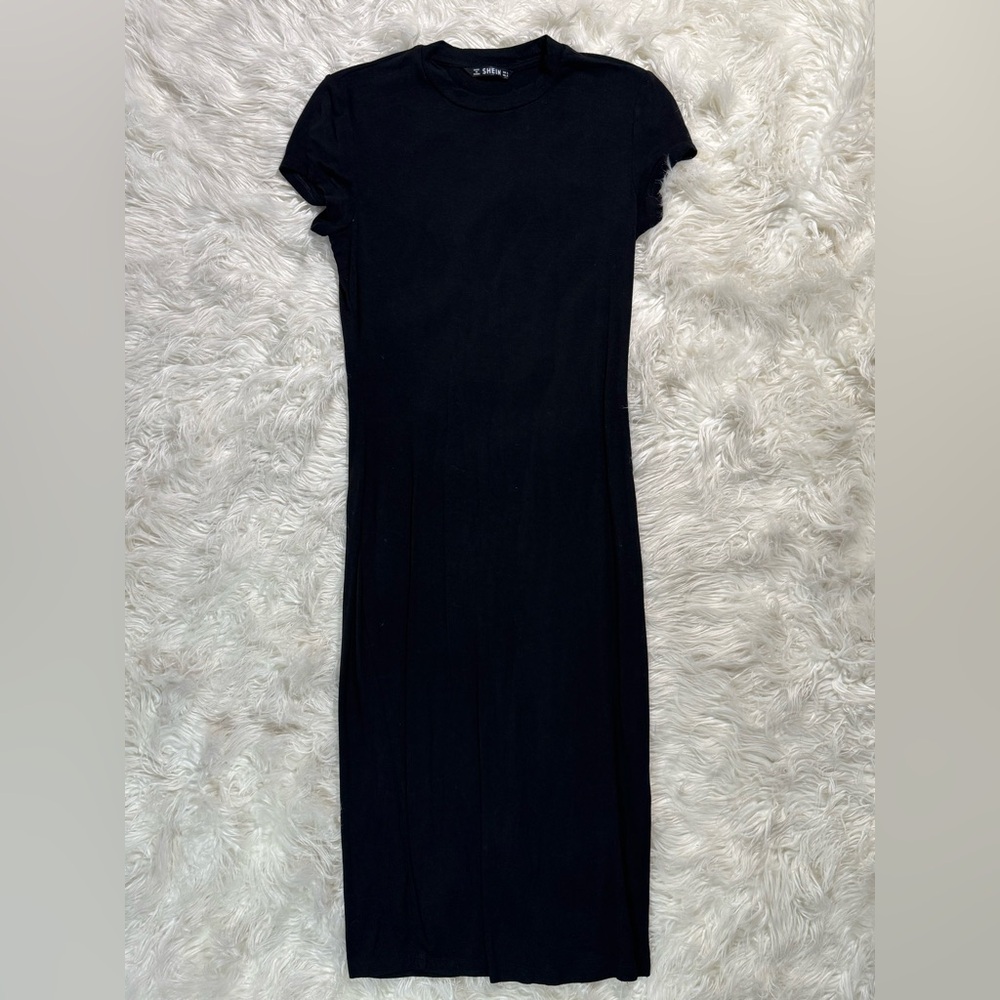SHEIN Black Sheath Midi Dress for Work